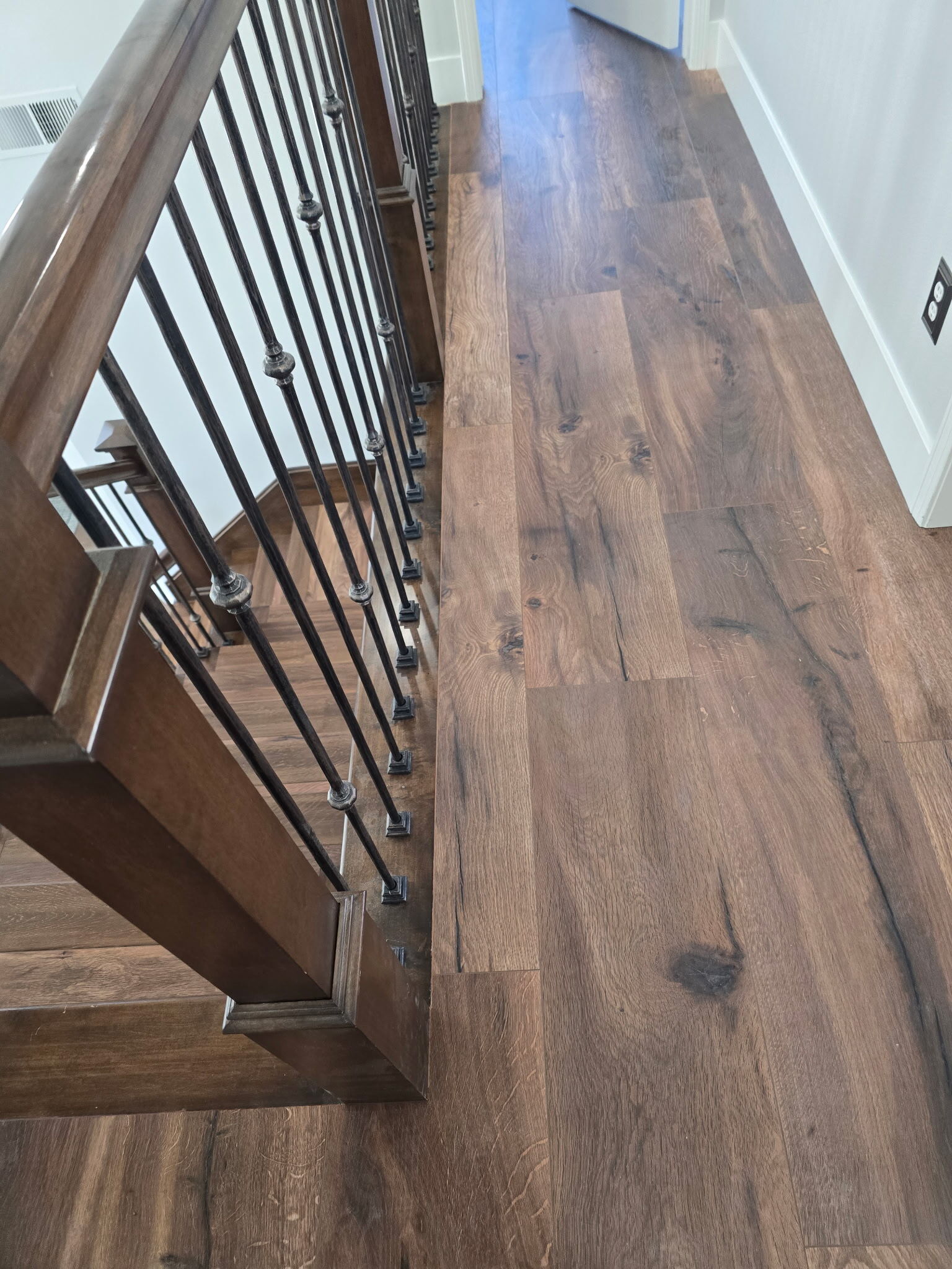 Light oak stair finish flooring project in Newport Beach